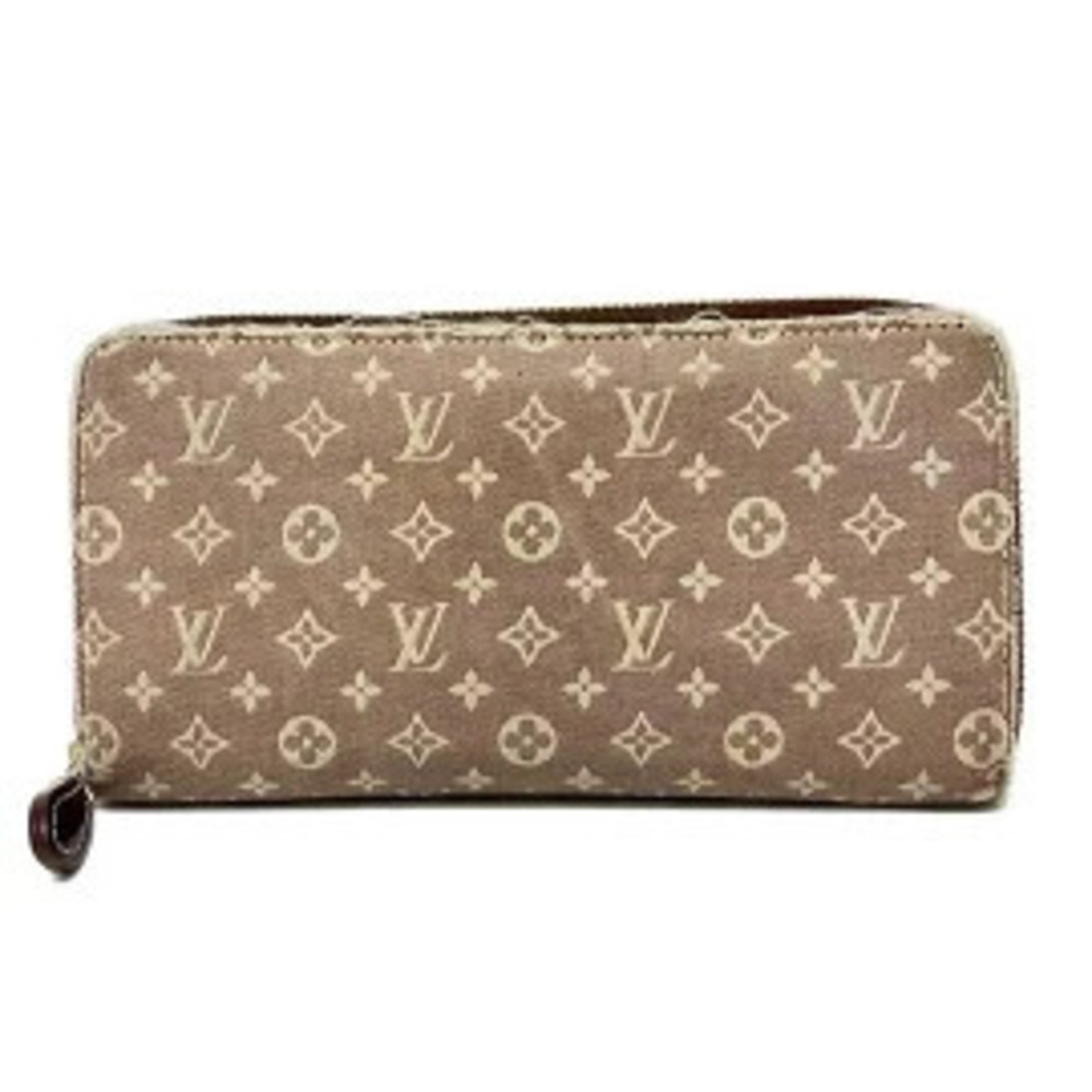 LOUIS VUITTON Zippy Wallet Long Round Zipper Sepia Leather
